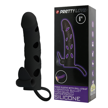 Pretty Love Tongue penis sleeve med vibrator 2cm æske